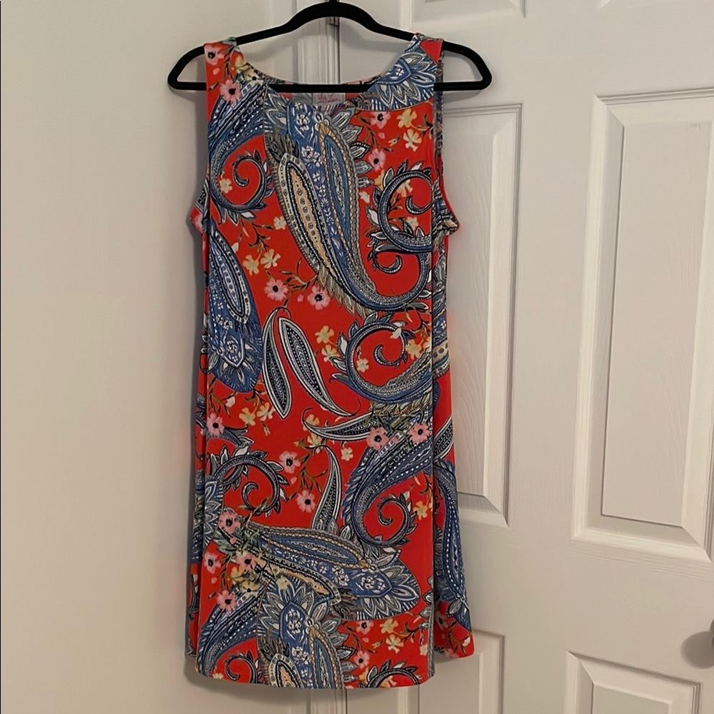 Ivy Lane Red and Blue Sleeveless Sheath Dress